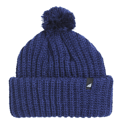 Toddler Acrylic Ribbed Cuff with Pom Hat – Cozy & Purposeful in navy blue color, featuring a playful pom on top.
