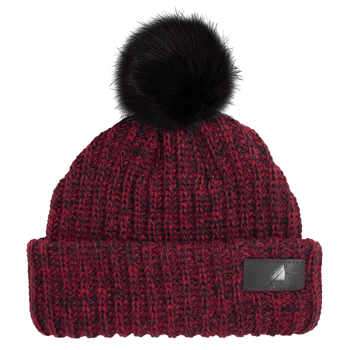 Toddler Acrylic Ribbed Cuff with Pom Hat – Cozy & Purposeful in burgundy with a fluffy pom-pom on top.