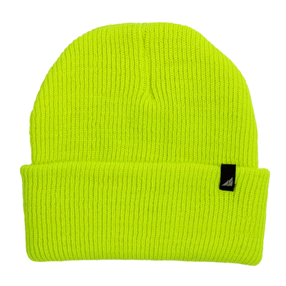 Adult Acrylic Cuff Hat – Soft Knit Beanie in bright yellow color, perfect for warmth and comfort during winter activities.