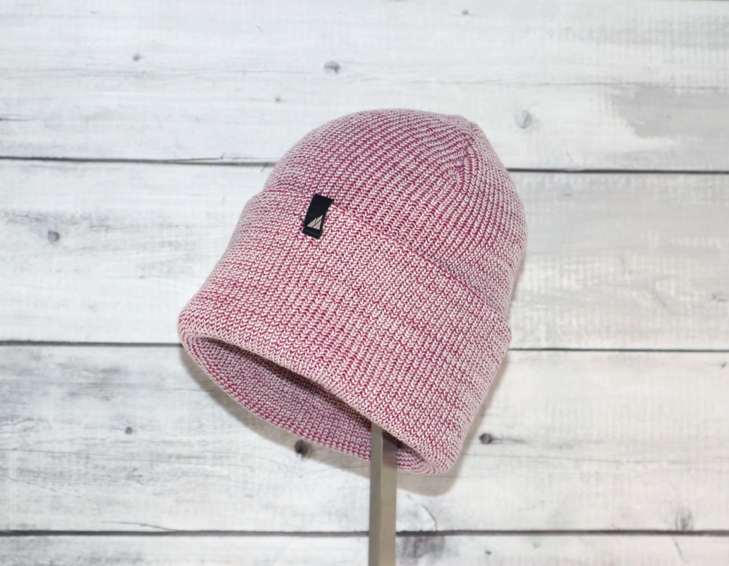 Adult Acrylic Cuff Hat – Soft Knit Beanie in pink, showcasing a cozy, snug design perfect for winter wear.