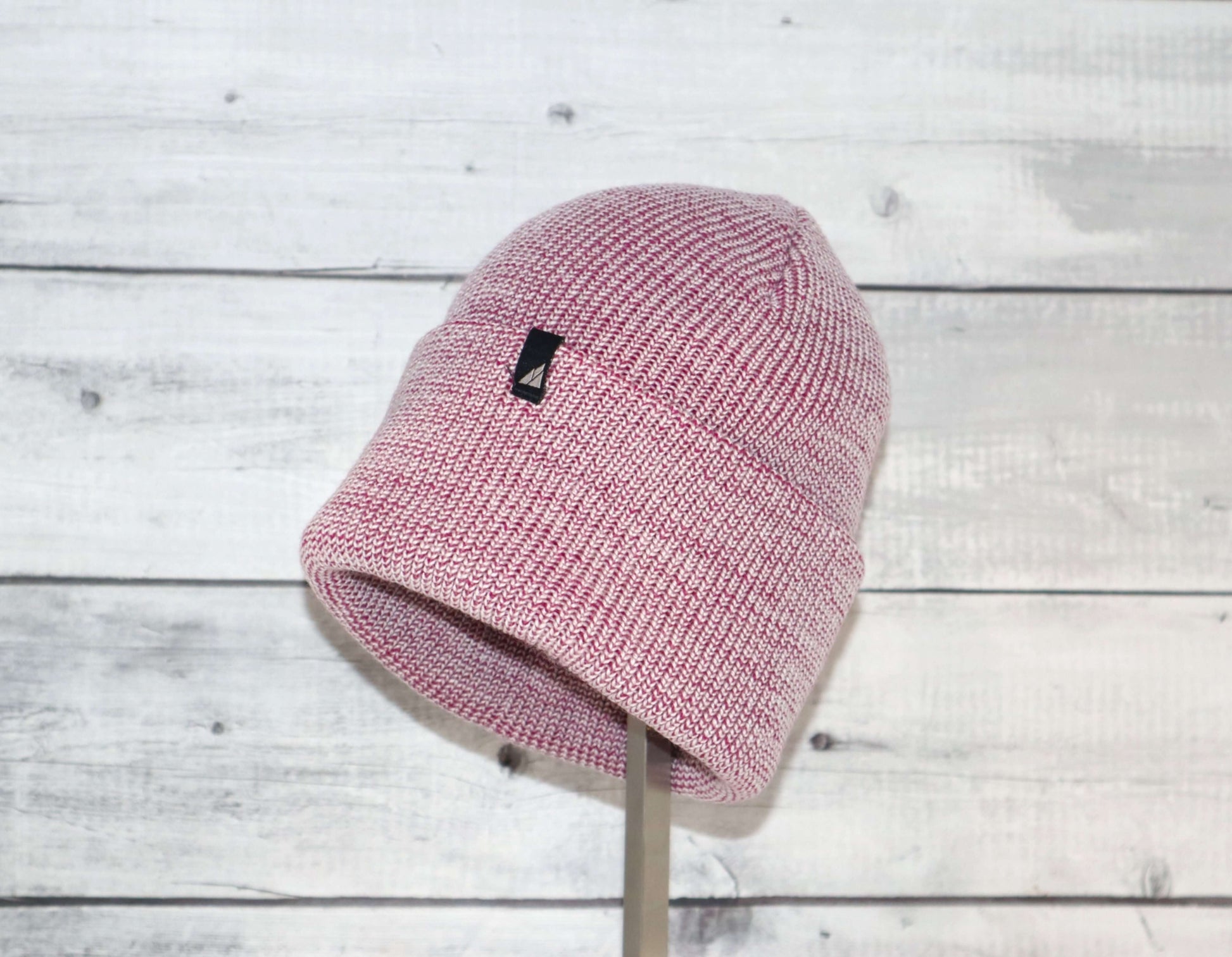 Adult Acrylic Cuff Hat – Soft Knit Beanie in pink, showcasing a cozy, snug design perfect for winter wear.