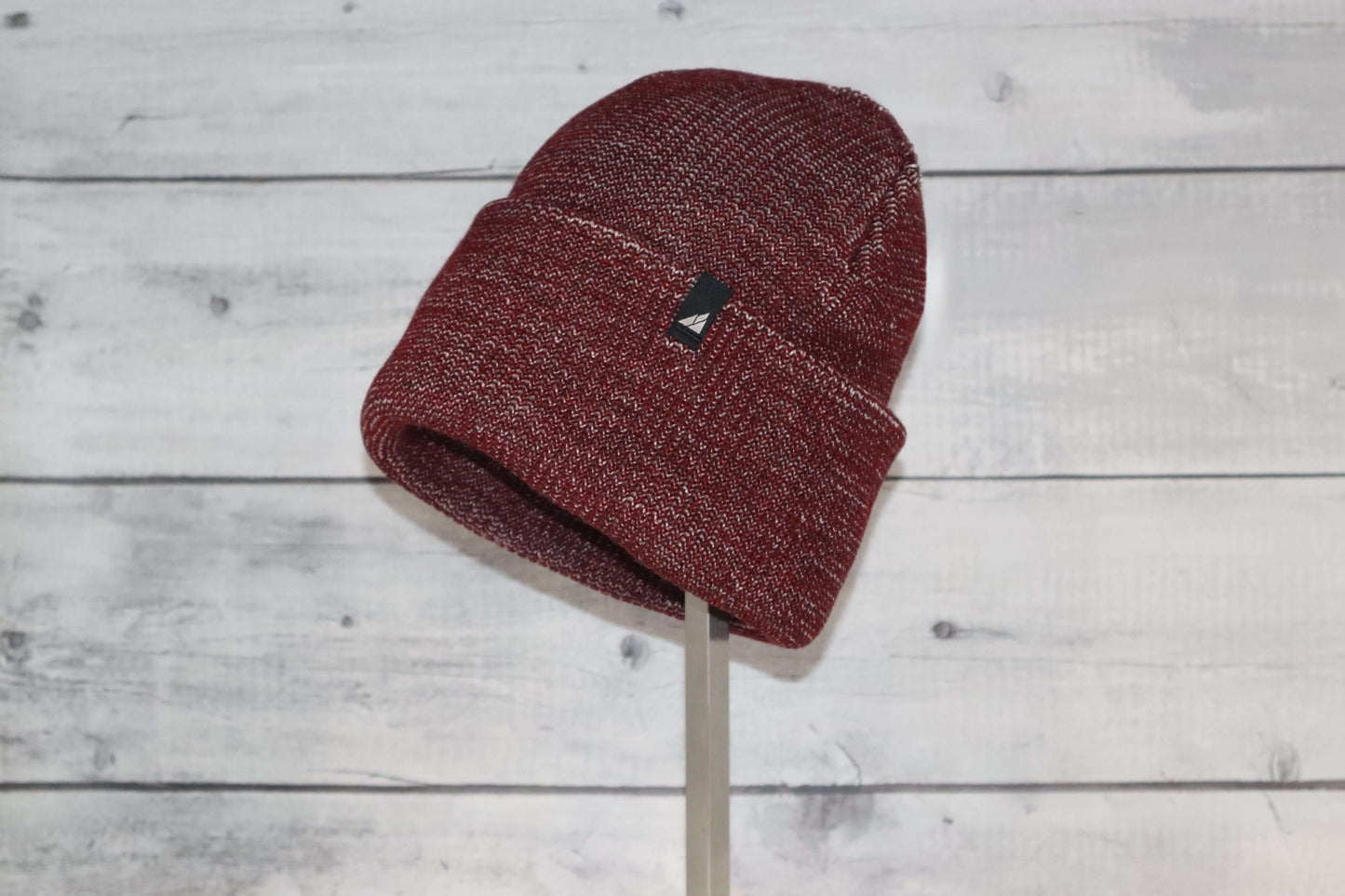 Adult Acrylic Cuff Hat – Soft Knit Beanie in burgundy, showcasing a cozy and stretchy design for warmth and comfort.
