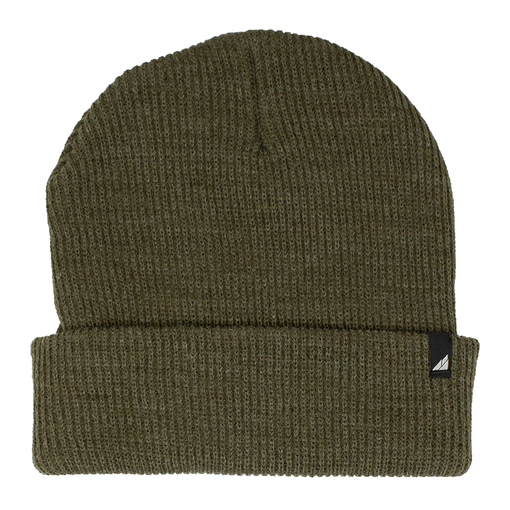 Adult Acrylic Cuff Hat – Soft Knit Beanie in olive green, designed for warmth and comfort during cold weather.