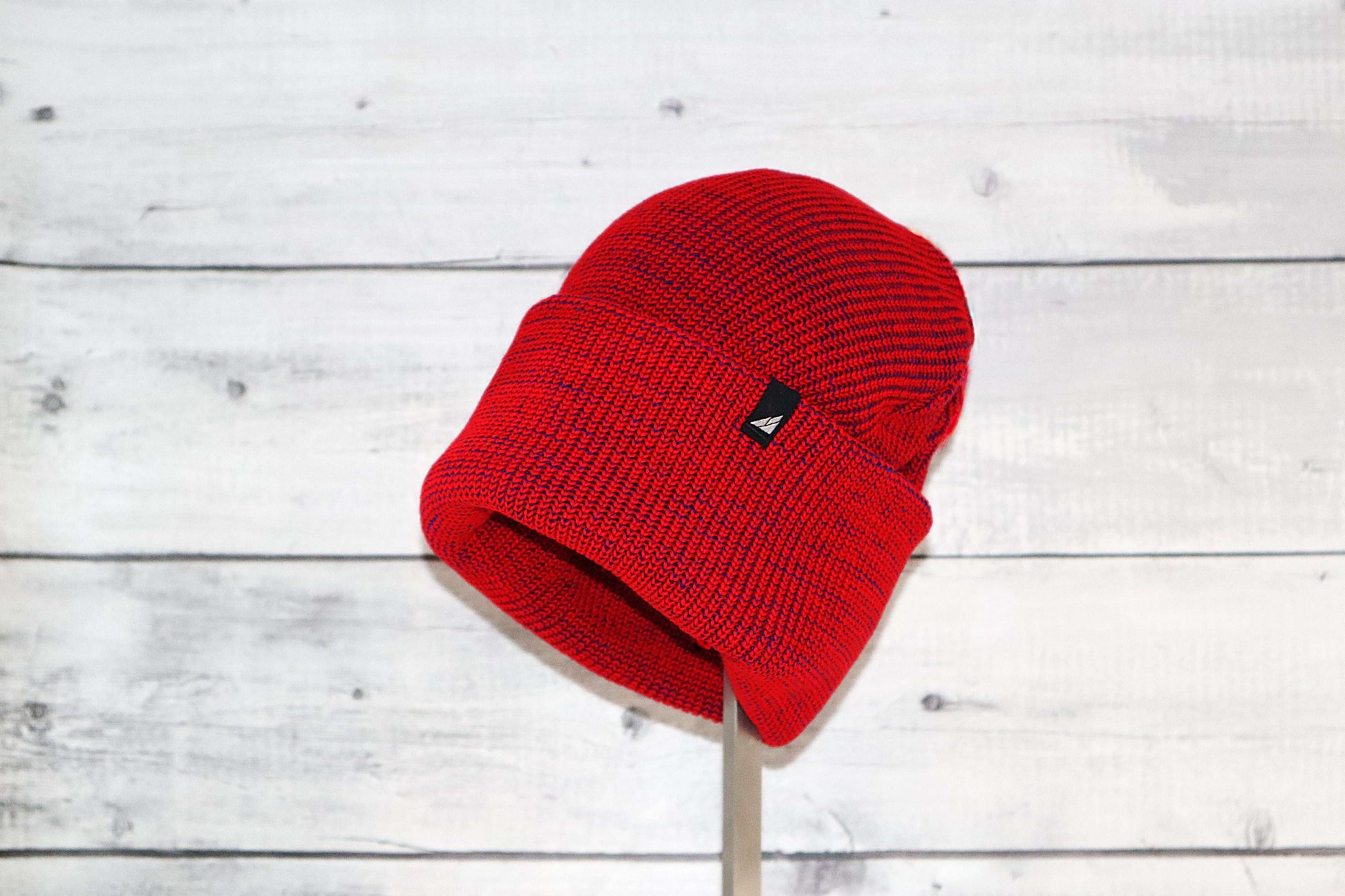 Adult Acrylic Cuff Hat – Soft Knit Beanie in vibrant red color, designed for warmth and comfort.