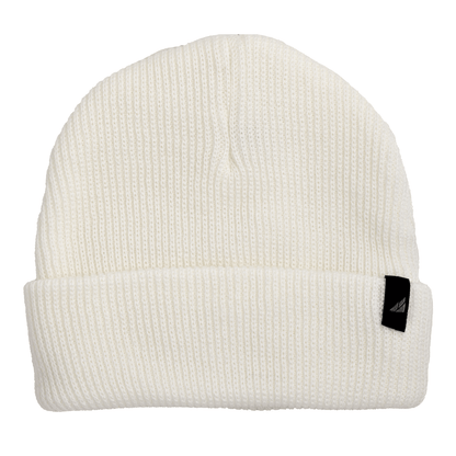 Adult Acrylic Cuff Hat – Soft Knit Beanie in white, soft and stretchy, perfect for winter warmth and comfort.