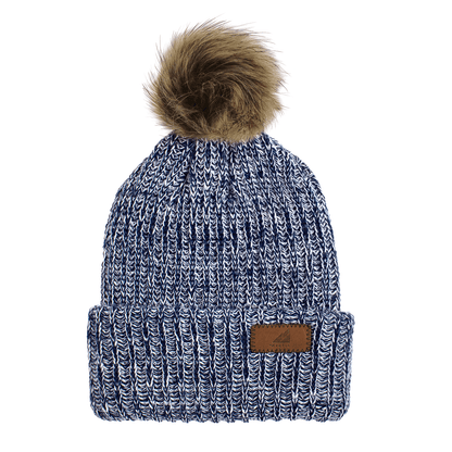 Adult Acrylic Ribbed Cuff with Pom Hat – Cozy, Classic, Giftable in navy with pom