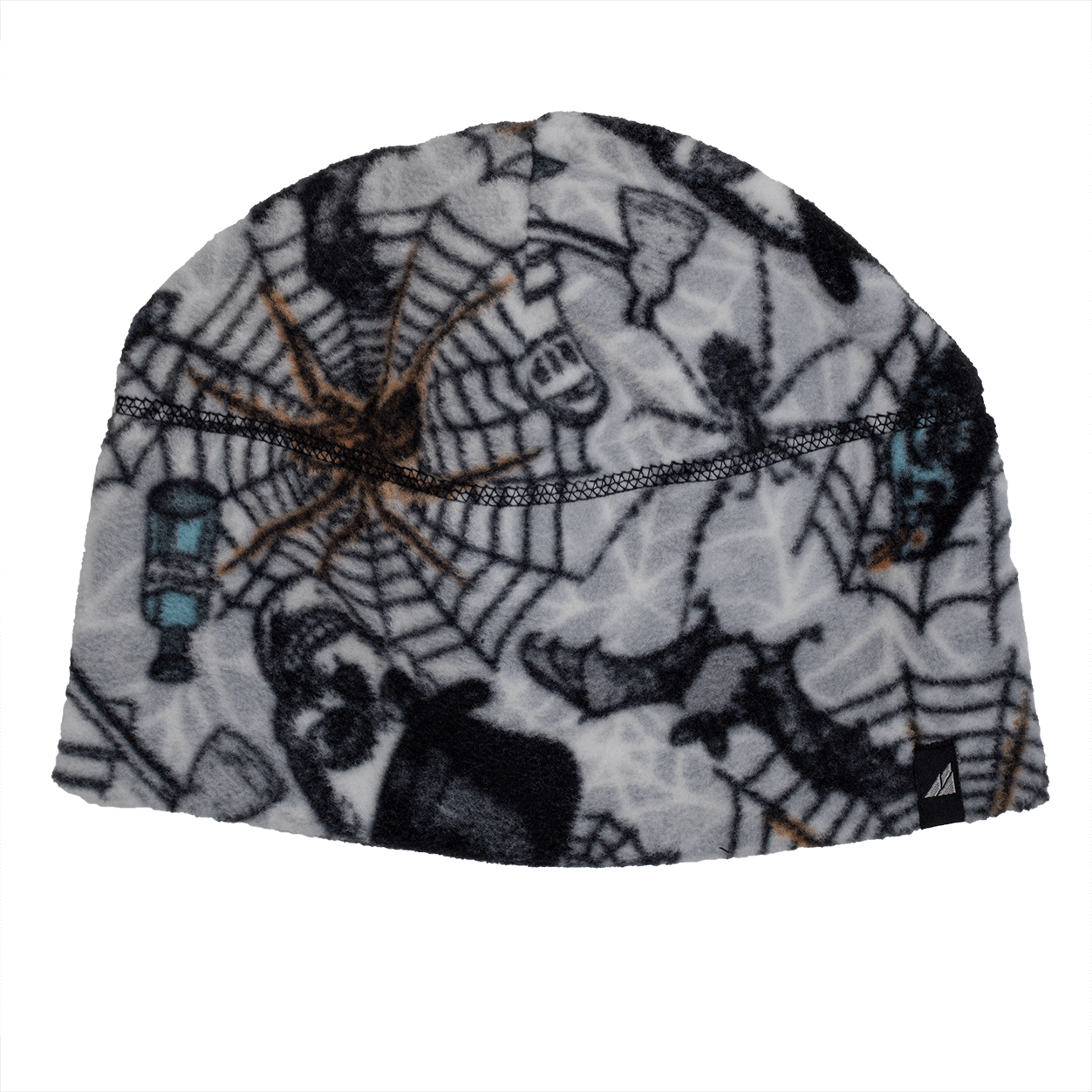 Adult Fleece Cap – Warm Stretch Beanie featuring spiderweb design, perfect for cold weather and outdoor activities.