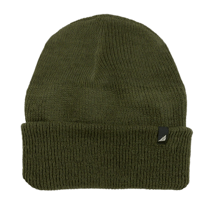 Adult Versatile Wool Watch Cap – Flexible Fit Winter Beanie in olive green color, perfect for winter wear.