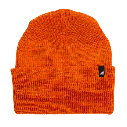 Adult Versatile Wool Watch Cap – Flexible Fit Winter Beanie in vibrant orange color, perfect for winter adventures.