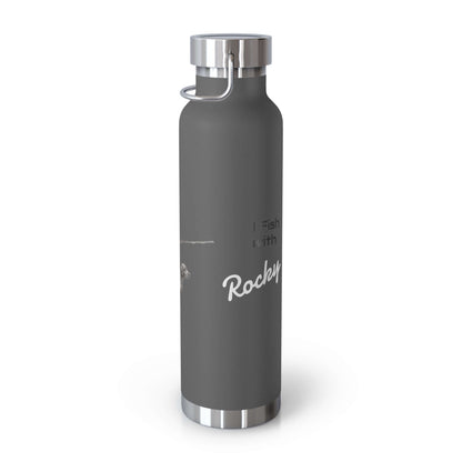 Personalized copper insulated bottle for fishermen featuring custom graphic and sleek design.