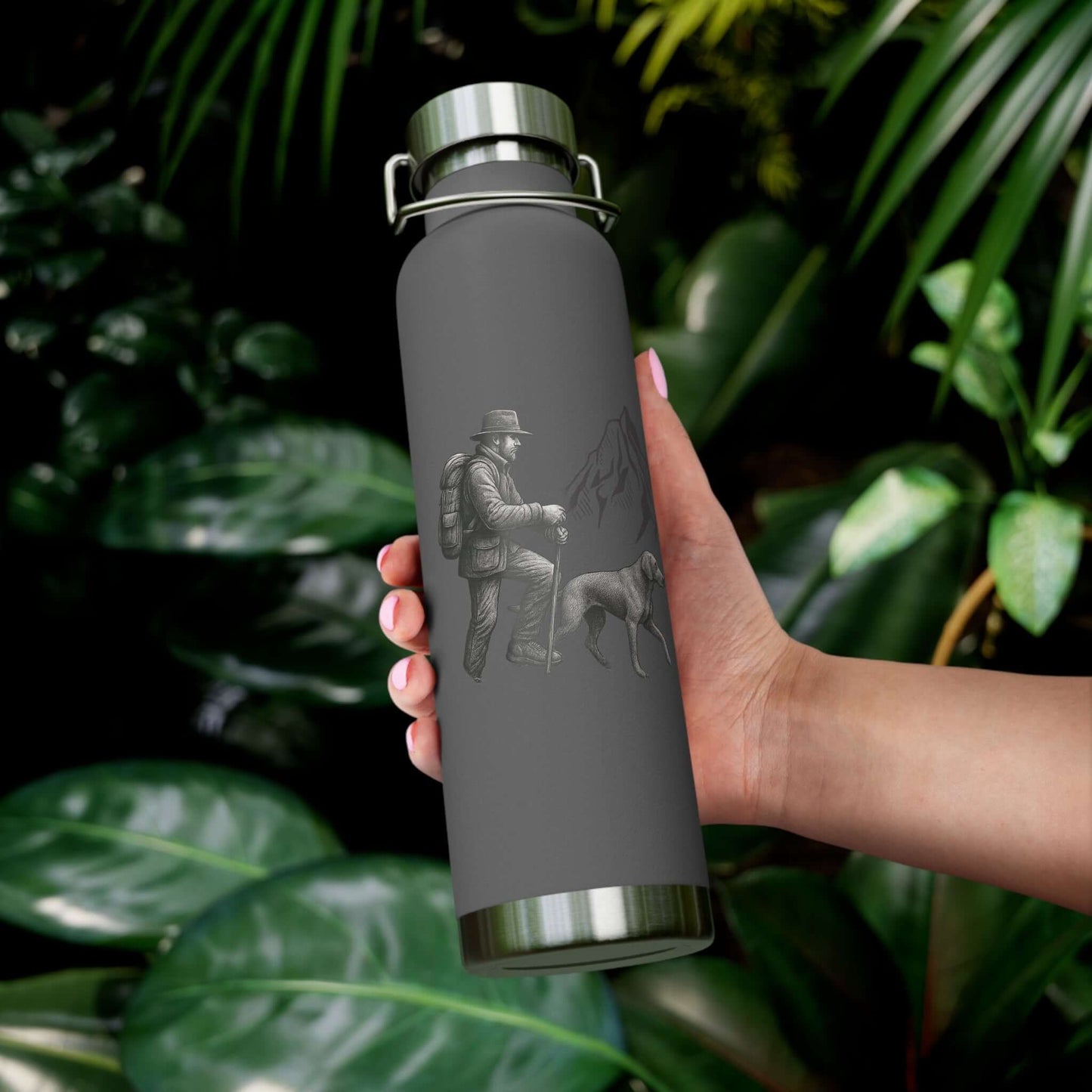 Personalized hiking bottle with outdoor design, perfect for nature lovers and adventurers.
