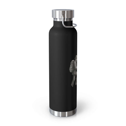 Personalized black hiking bottle with outdoor design, perfect for keeping drinks hot or cold during adventures.