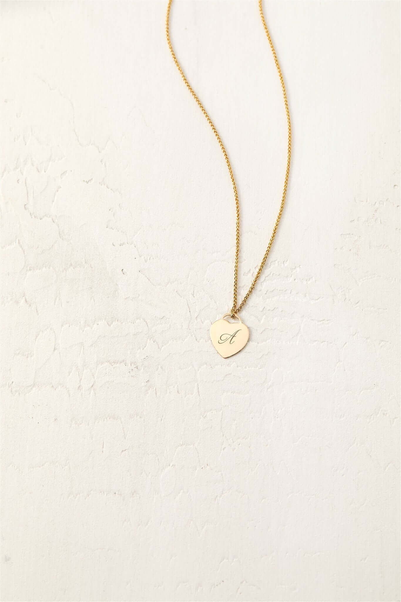 Alice Initial Necklace – Personalized 14k Gold-Filled Heart with heart charm and engraved initial.