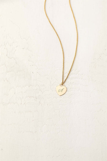 Alice Initial Necklace – Personalized 14k Gold-Filled Heart with heart charm and engraved initial.