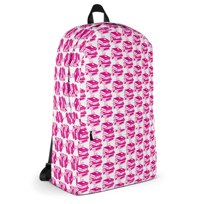 Stylish pink pattern backpack, ideal for school and outdoor adventures, featuring padded straps and water-resistant material.