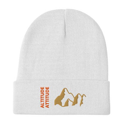 Mountain Beanie – Embroidered Knit Hat with Peak Style featuring a bold mountain design and cozy folded brim.