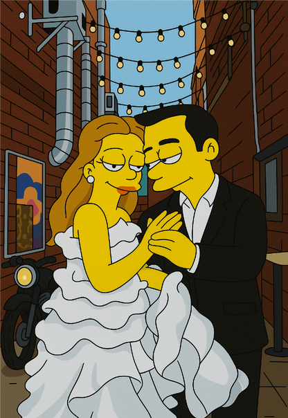 Custom Playing Cards – Upload, Cartoonize, Celebrate with a couple animated in a joyful wedding scene.