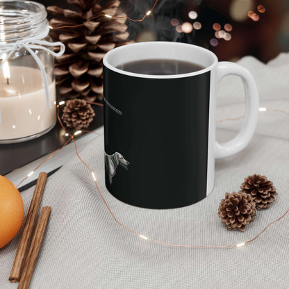 Personalized black hunting mug featuring a rugged design, perfect for coffee lovers and outdoor enthusiasts.