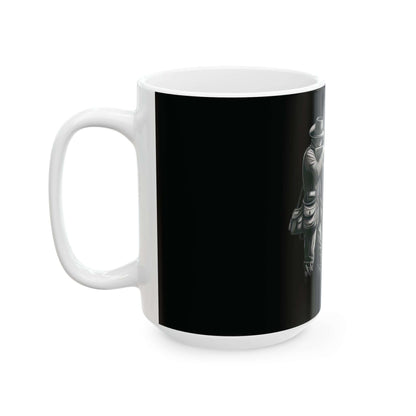 Personalized black hunting mug featuring a stylish design for coffee lovers and outdoor enthusiasts.