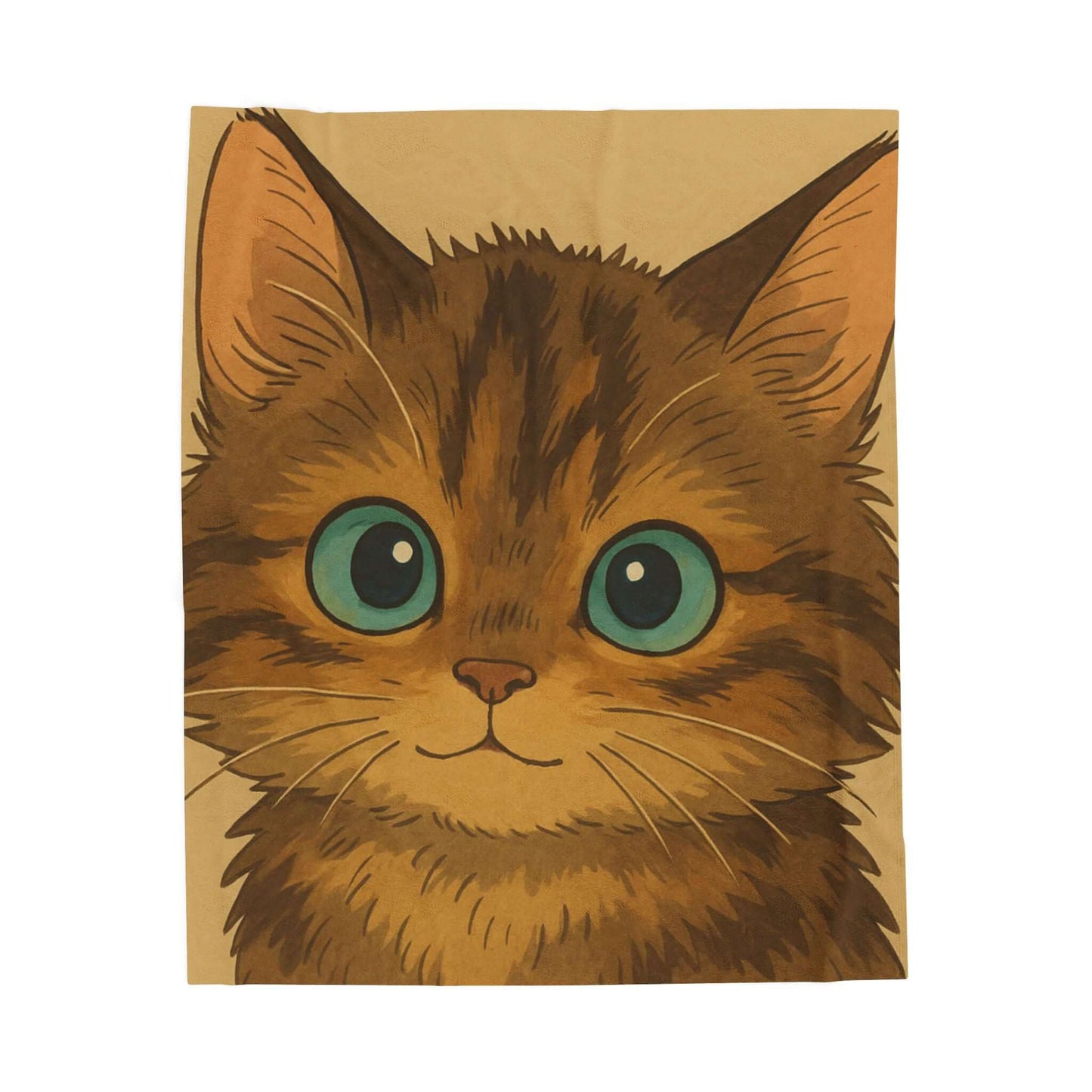Cartoon Pet Blanket – Custom Plush Throw Featuring Your Pet’s Portrait with a cute illustrated cat face.