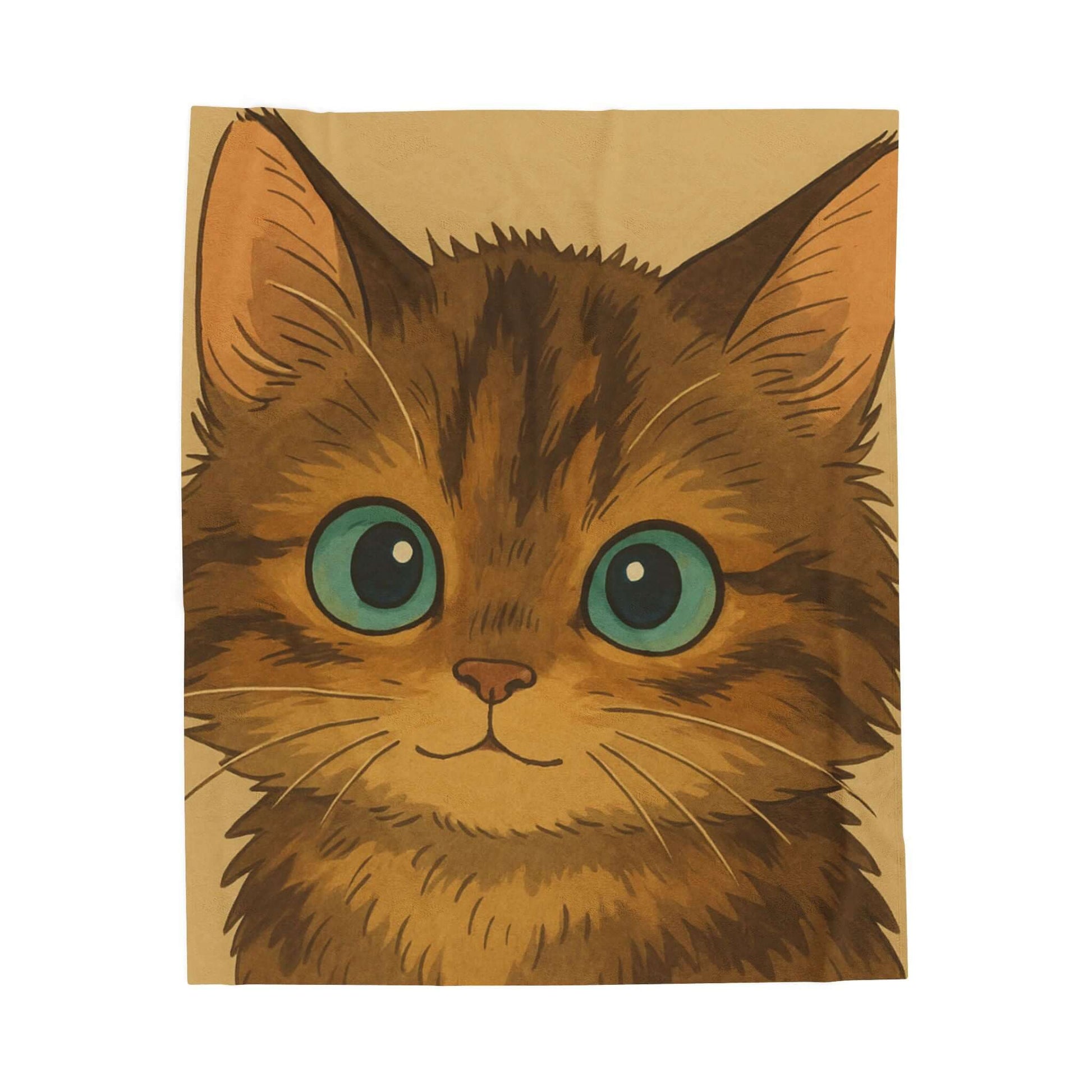 Cartoon Pet Blanket – Custom Plush Throw Featuring Your Pet’s Portrait with a cute illustrated cat face.