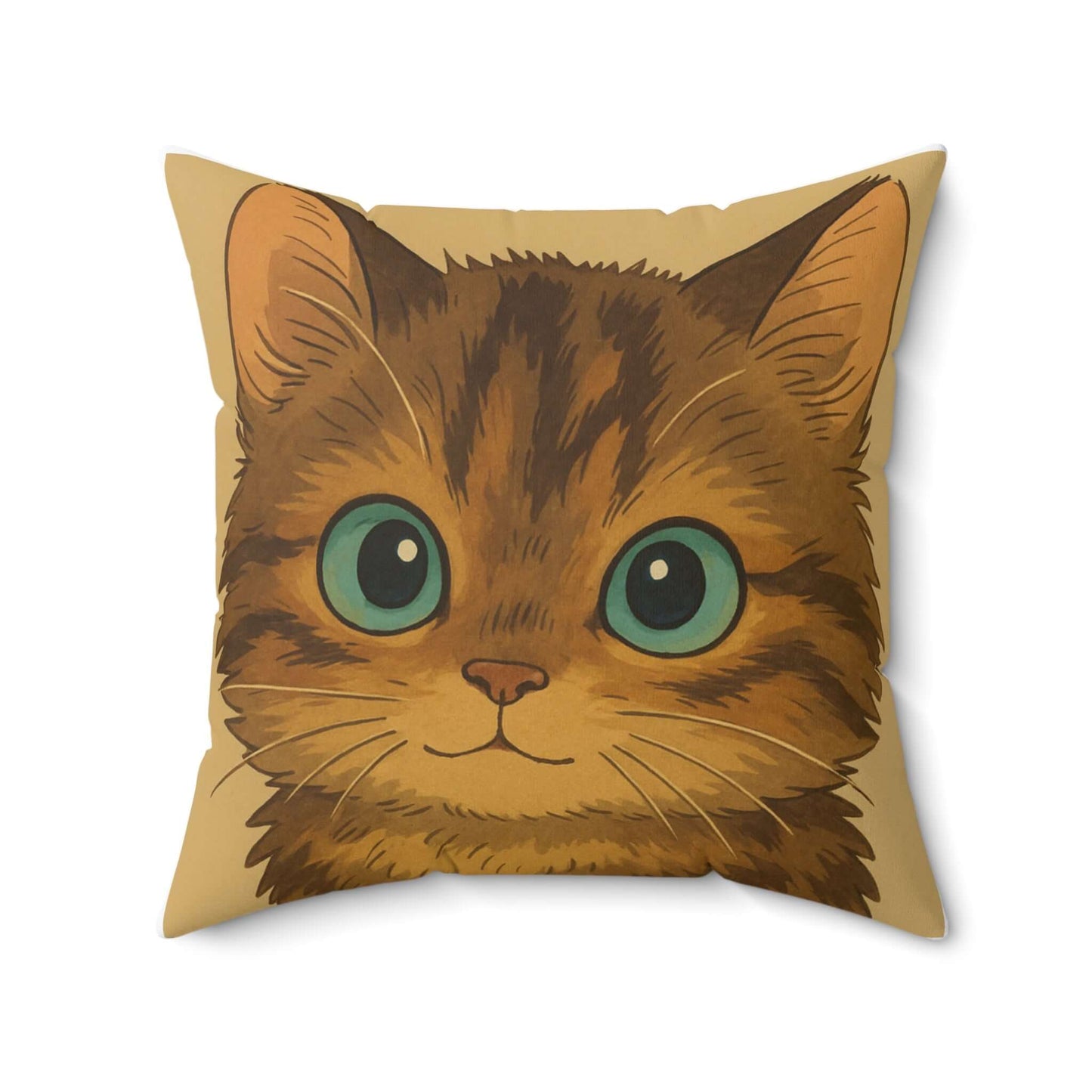 Cartoon Pet Pillow – Custom Illustration from Your Pet’s Photo featuring a whimsical cat design.