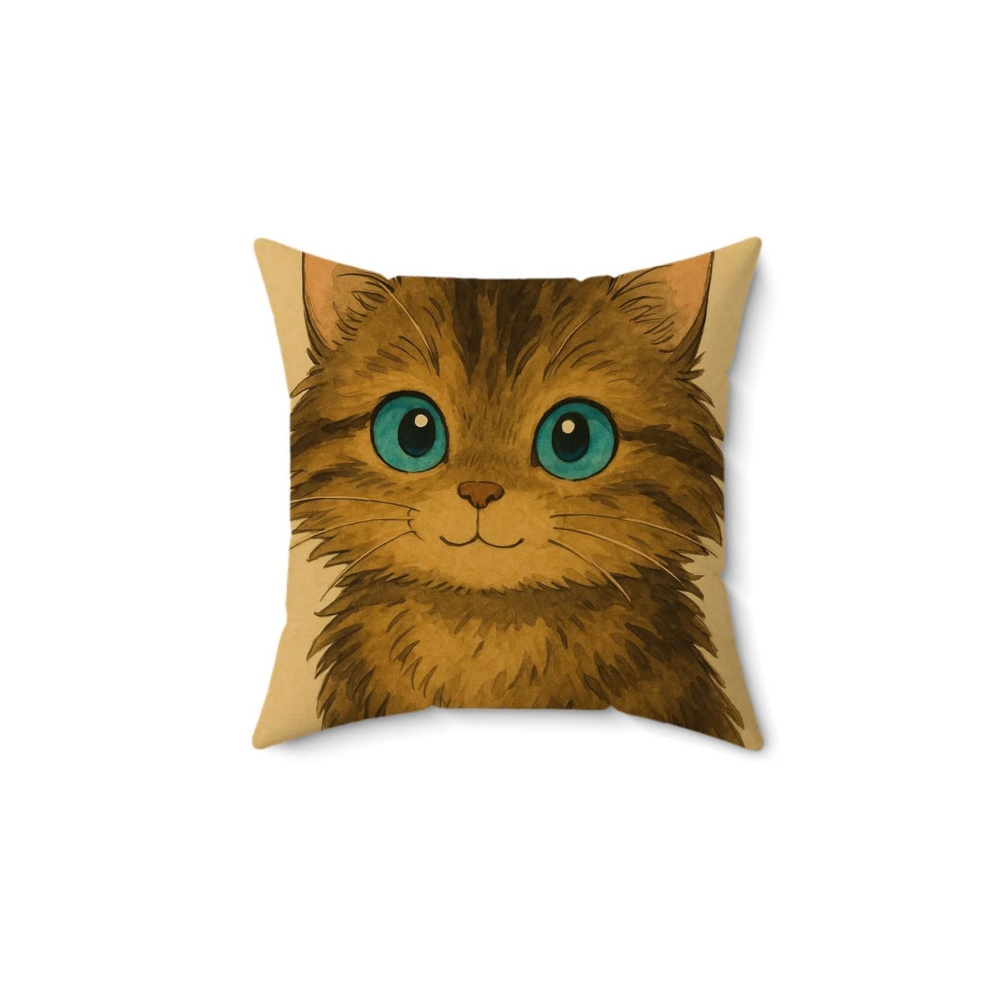 Cartoon Pet Pillow – Custom Illustration from Your Pet’s Photo featuring a cute cartoon cat design.
