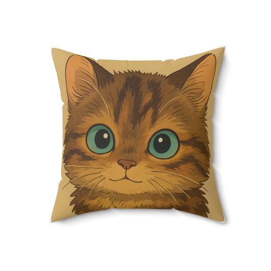 Cartoon Pet Pillow – Custom Illustration from Your Pet’s Photo featuring a cute cartoon cat design.