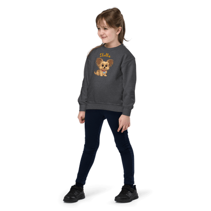 Cartoon Pet Sweatshirt for Kids – Custom Gift for All Seasons worn by a girl smiling while standing.