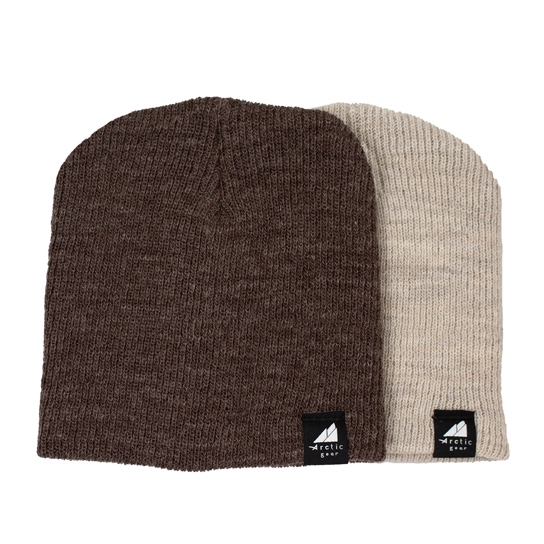 Child Acrylic Wool Beanie Multipack – Ages 3–9 in brown and beige colors, perfect for keeping kids warm and stylish.