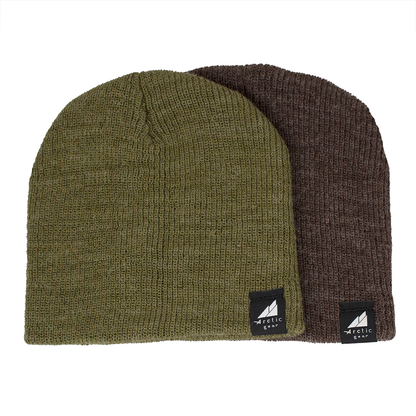 Child Acrylic Wool Beanie Multipack – Ages 3–9 in green and brown color options, perfect for keeping kids warm.