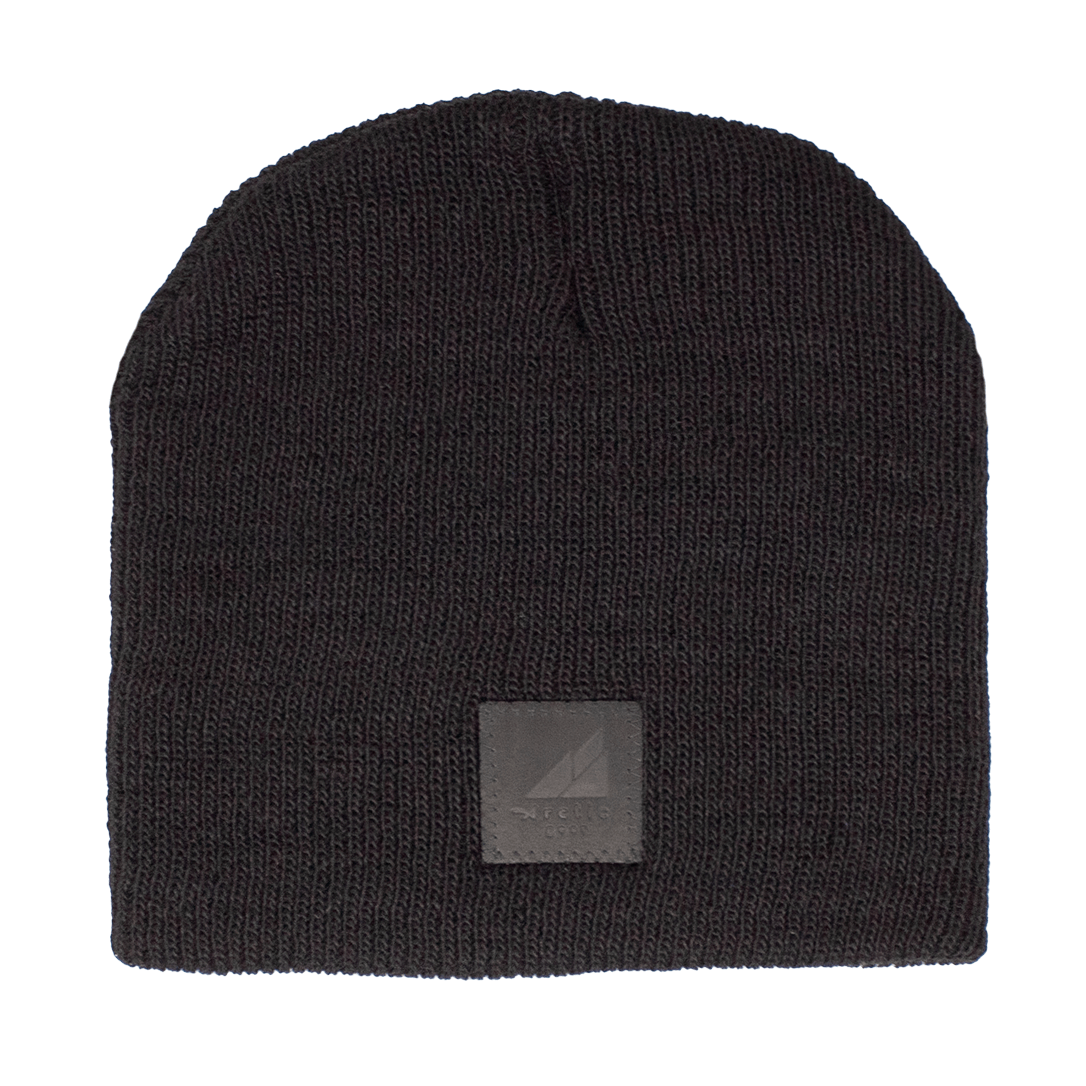 Child Acrylic Wool Beanie – Soft Winter Hat for Kids in dark color with logo patch