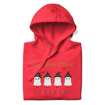 Custom Boo Crew Family Hoodie – Halloween Ghost Parade featuring personalized ghost designs for a family.