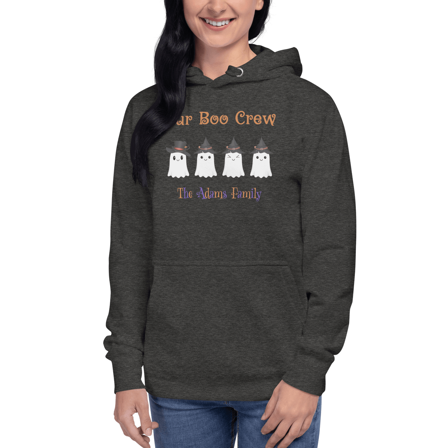 Custom Boo Crew Family Hoodie – Halloween Ghost Parade featuring adorable ghost designs for families.