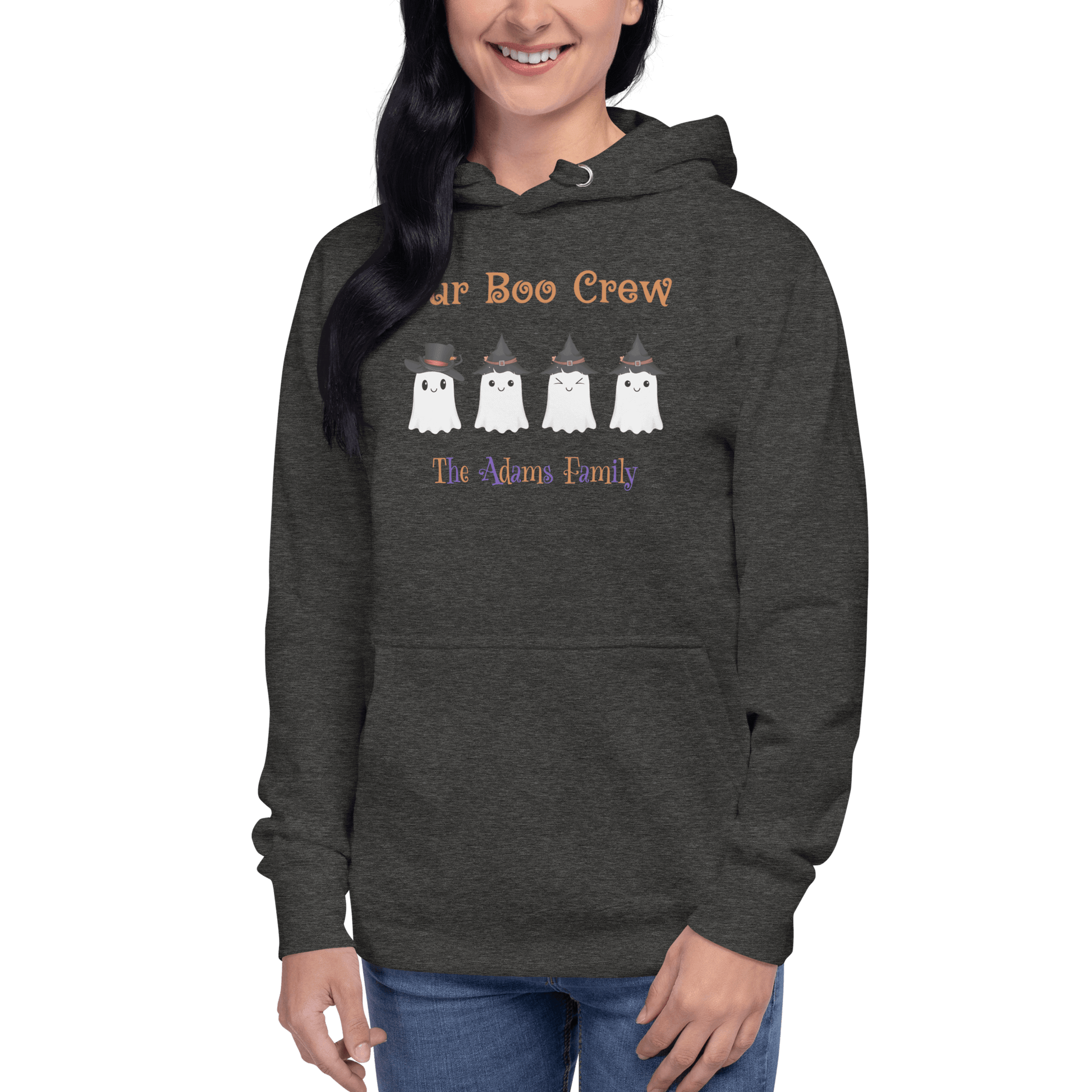Custom Boo Crew Family Hoodie – Halloween Ghost Parade featuring adorable ghost designs for families.