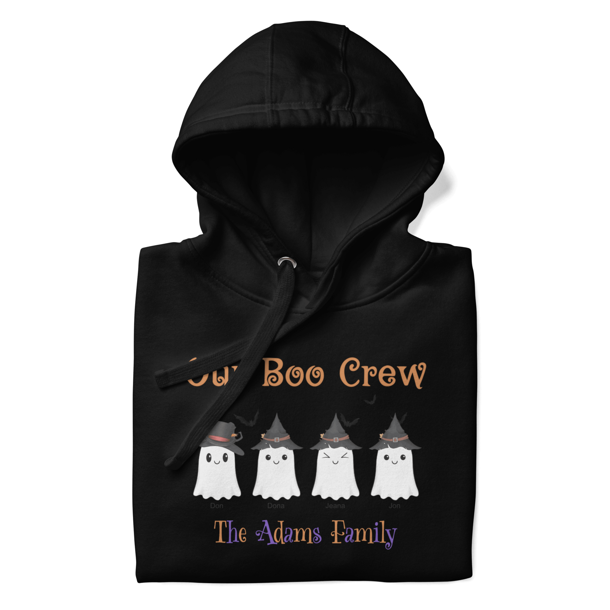 Custom Boo Crew Family Hoodie – Halloween Ghost Parade featuring adorable ghost designs.
