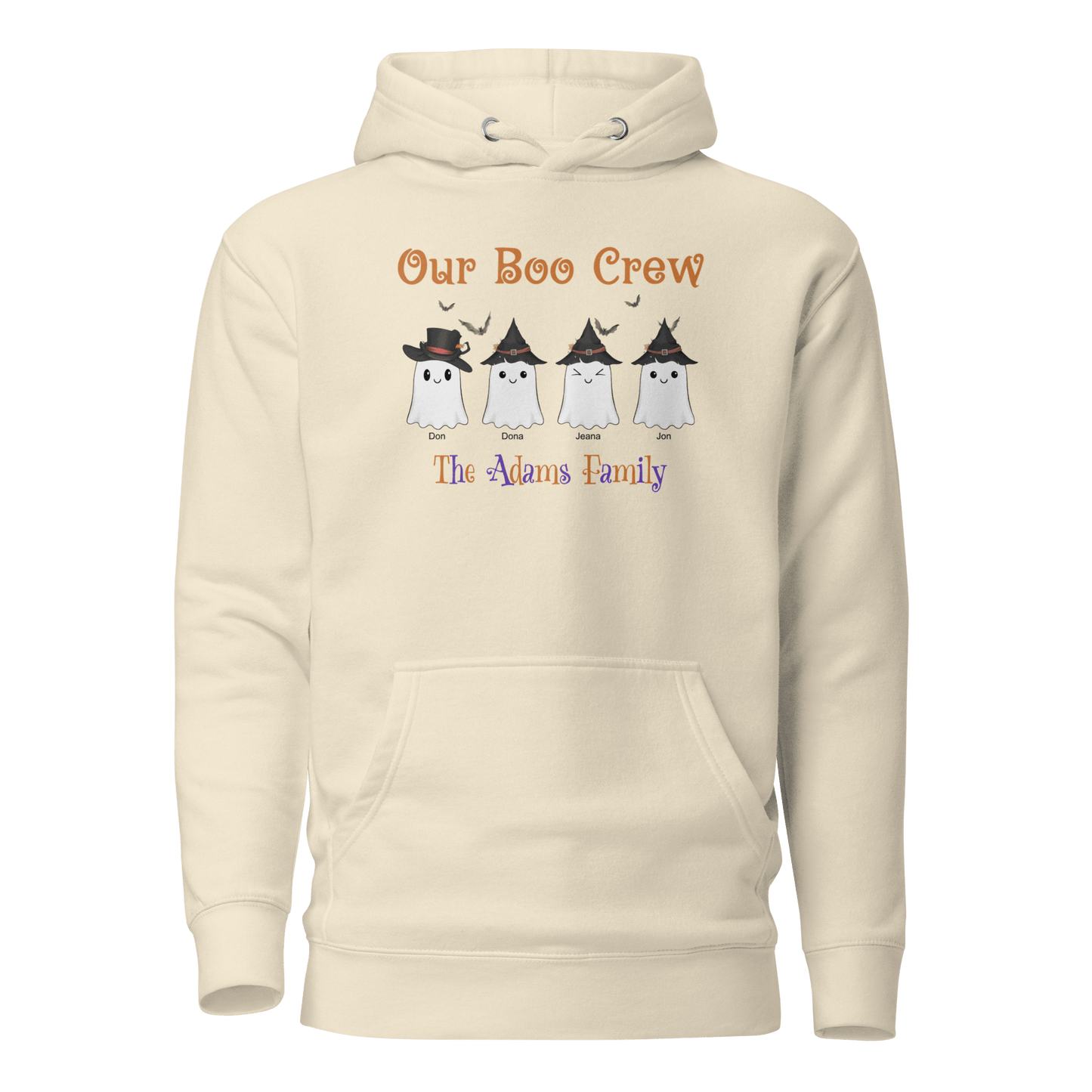 Custom Boo Crew Family Hoodie – Halloween Ghost Parade with adorable dressed-up ghost designs.