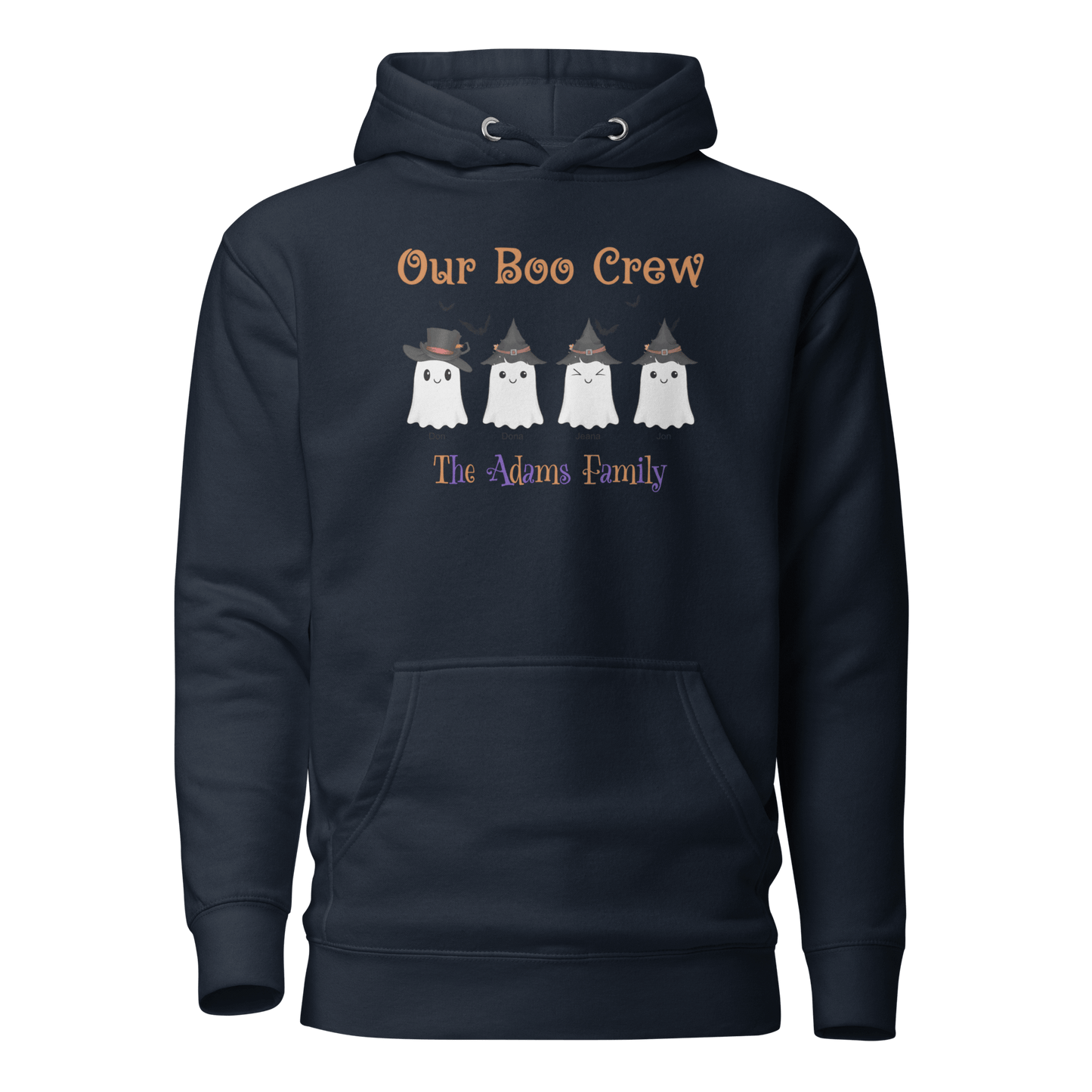 Custom Boo Crew Family Hoodie – Halloween Ghost Parade featuring cute ghost designs for family.
