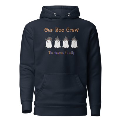 Custom Boo Crew Family Hoodie – Halloween Ghost Parade featuring cute ghost designs for family.