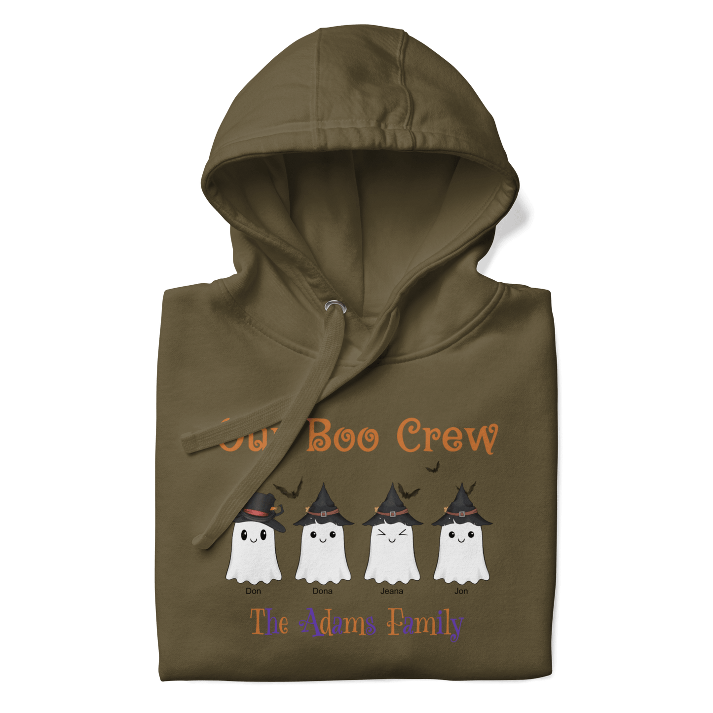 Custom Boo Crew Family Hoodie – Halloween Ghost Parade featuring adorable ghost designs for family fun.