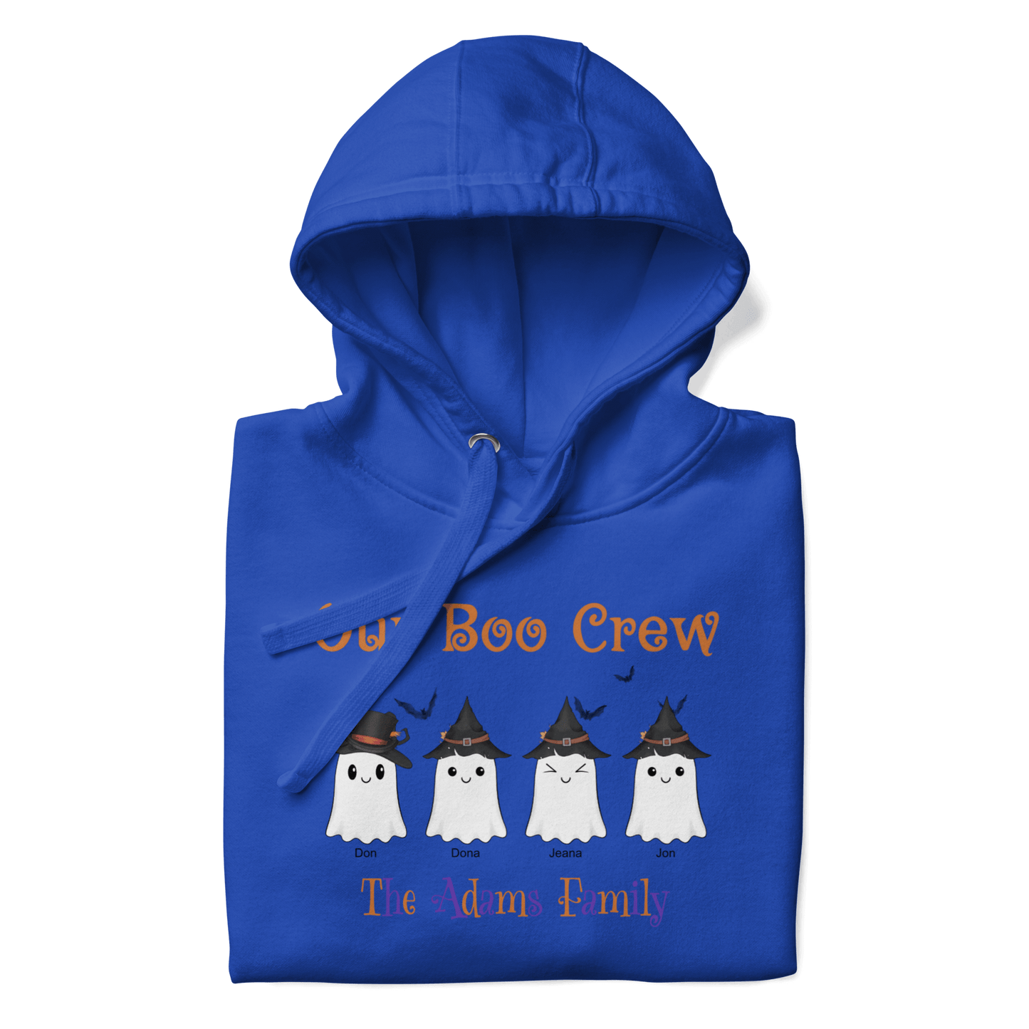 Custom Boo Crew Family Hoodie – Halloween Ghost Parade featuring adorable ghost characters.