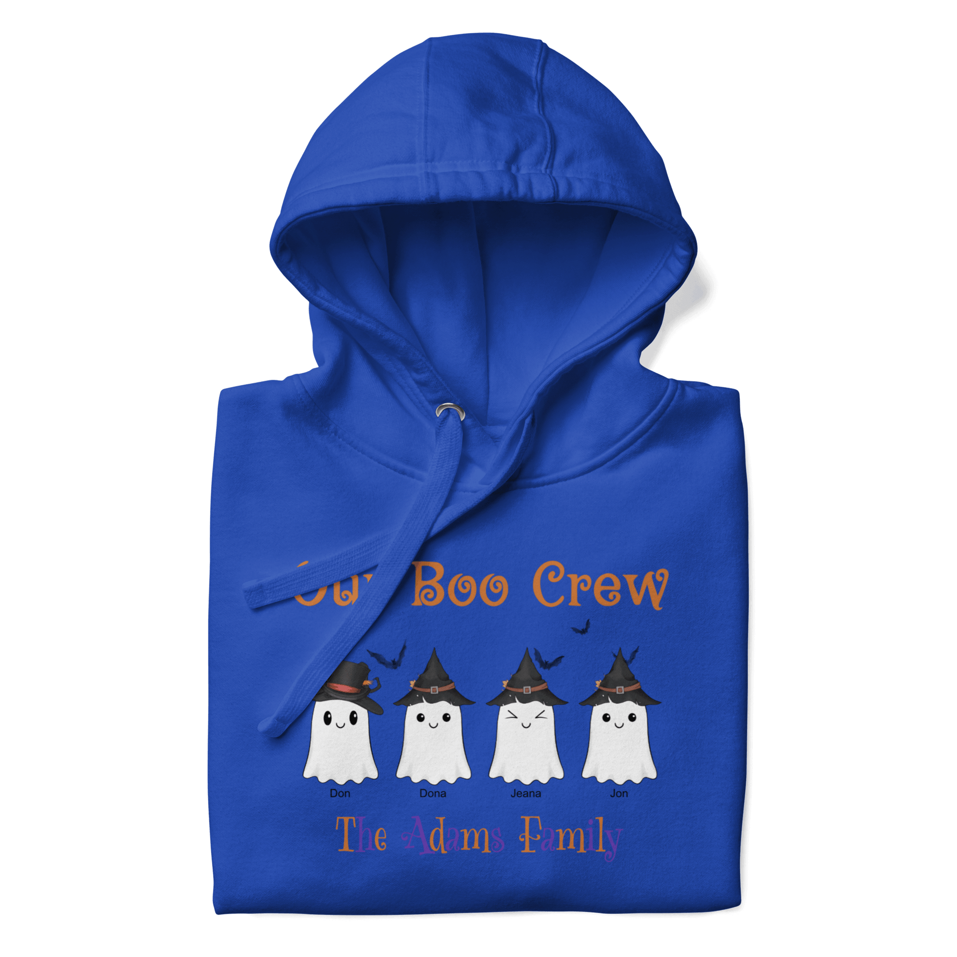Custom Boo Crew Family Hoodie – Halloween Ghost Parade featuring adorable ghost characters.