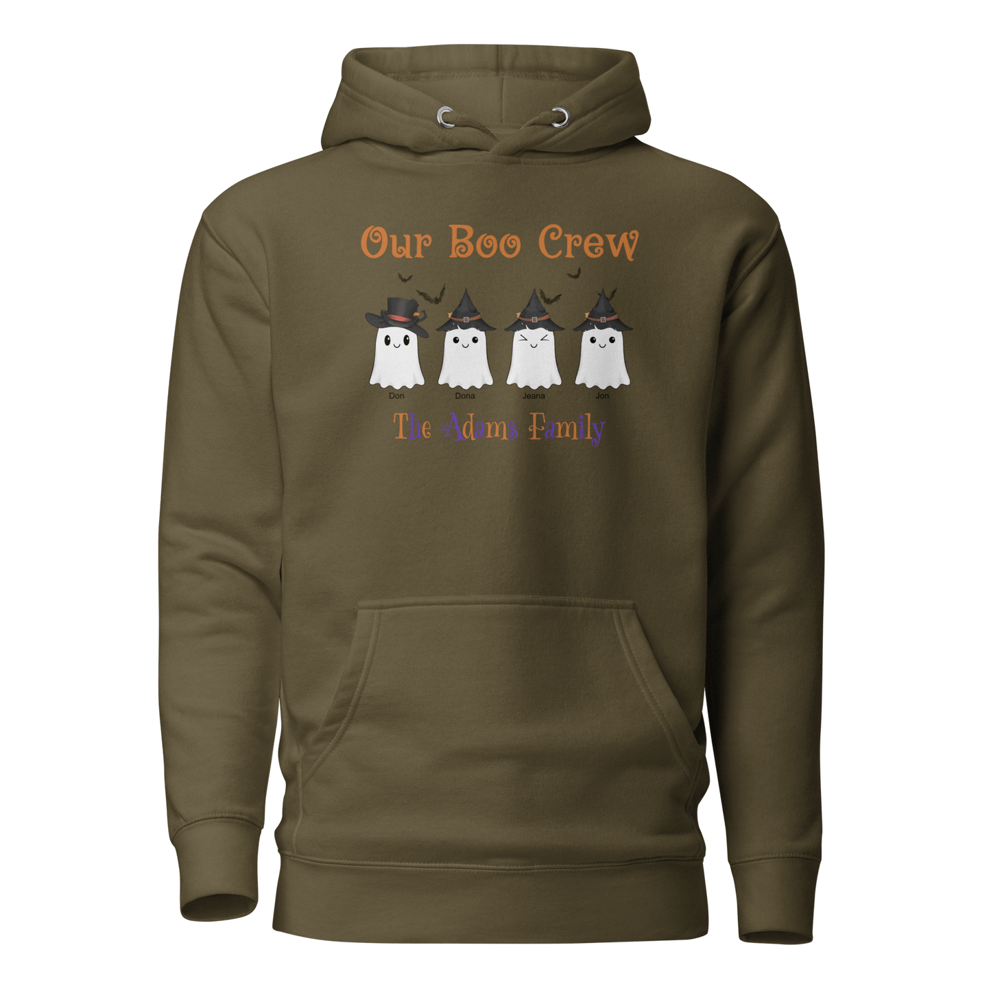 Custom Boo Crew Family Hoodie – Halloween Ghost Parade featuring adorable ghost designs for family fun.