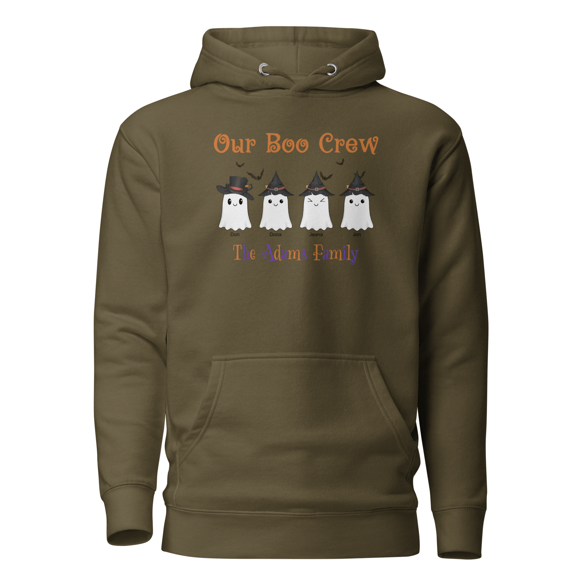 Custom Boo Crew Family Hoodie – Halloween Ghost Parade featuring adorable ghost designs for family fun.