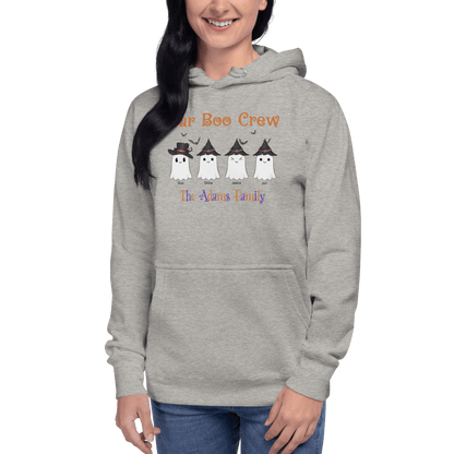 Custom Boo Crew Family Hoodie – Halloween Ghost Parade featuring custom ghost designs for family members.