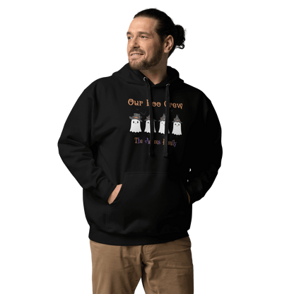 Custom Boo Crew Family Hoodie – Halloween Ghost Parade featuring three cute ghost designs.