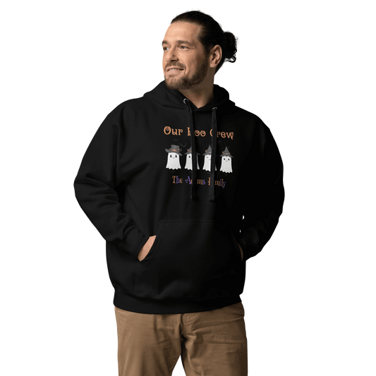 Custom Boo Crew Family Hoodie – Halloween Ghost Parade featuring three cute ghost designs.