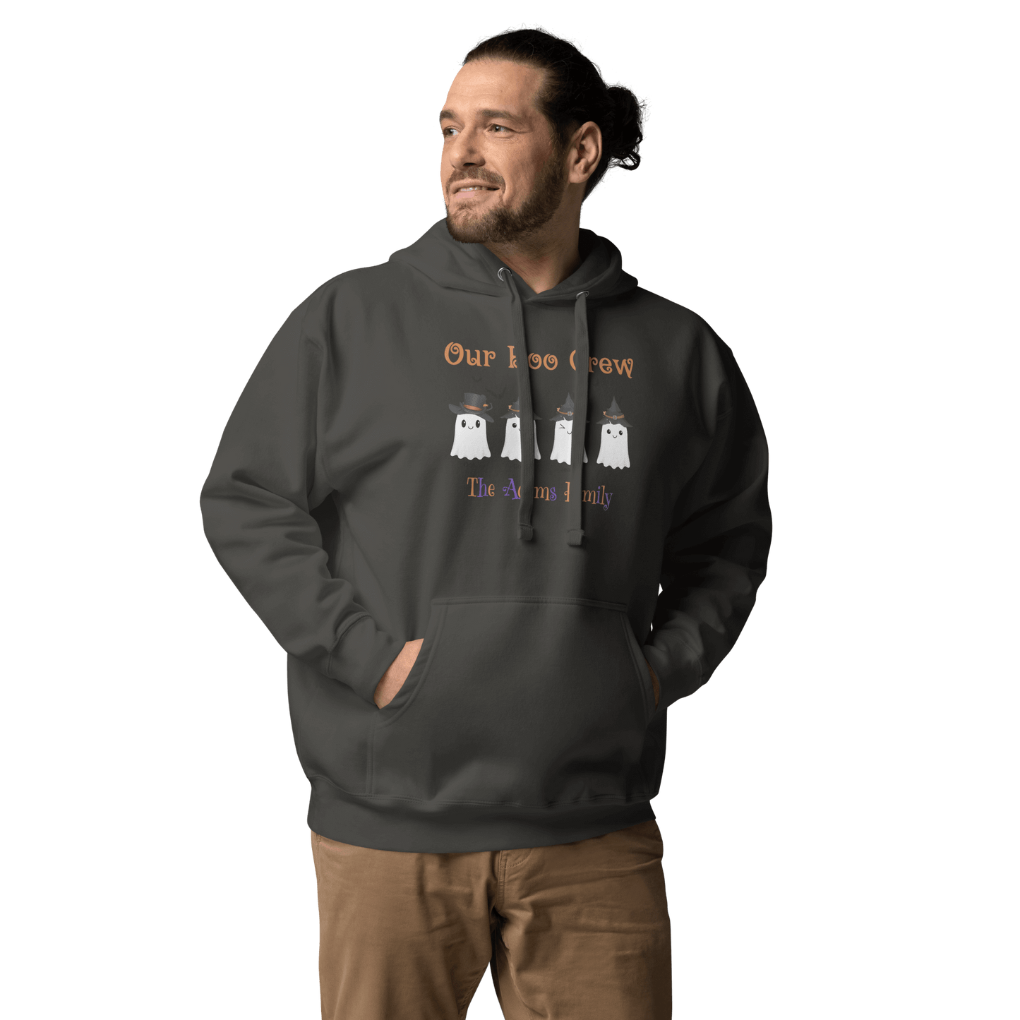Custom Boo Crew Family Hoodie – Halloween Ghost Parade featuring personalized ghost designs and family-friendly style.