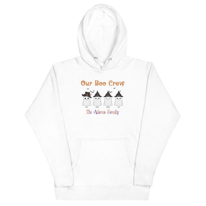 Custom Boo Crew Family Hoodie – Halloween Ghost Parade featuring customizable ghost characters.