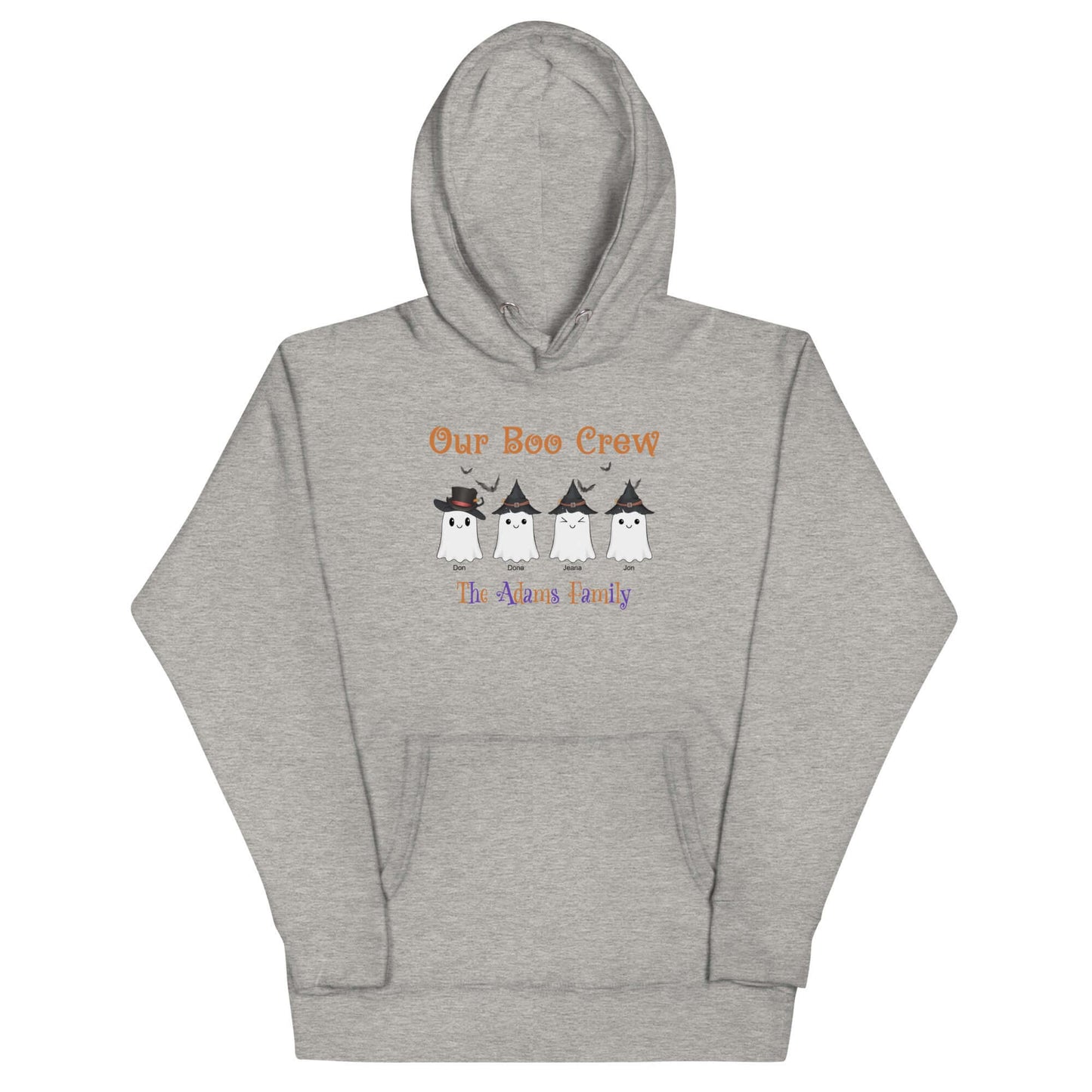 Custom Boo Crew Family Hoodie – Halloween Ghost Parade featuring personalized ghost designs for the whole family.